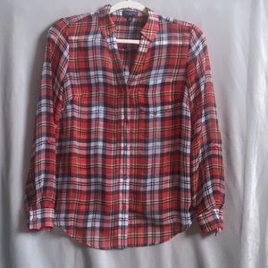 The Limited V neck shear button down blouse